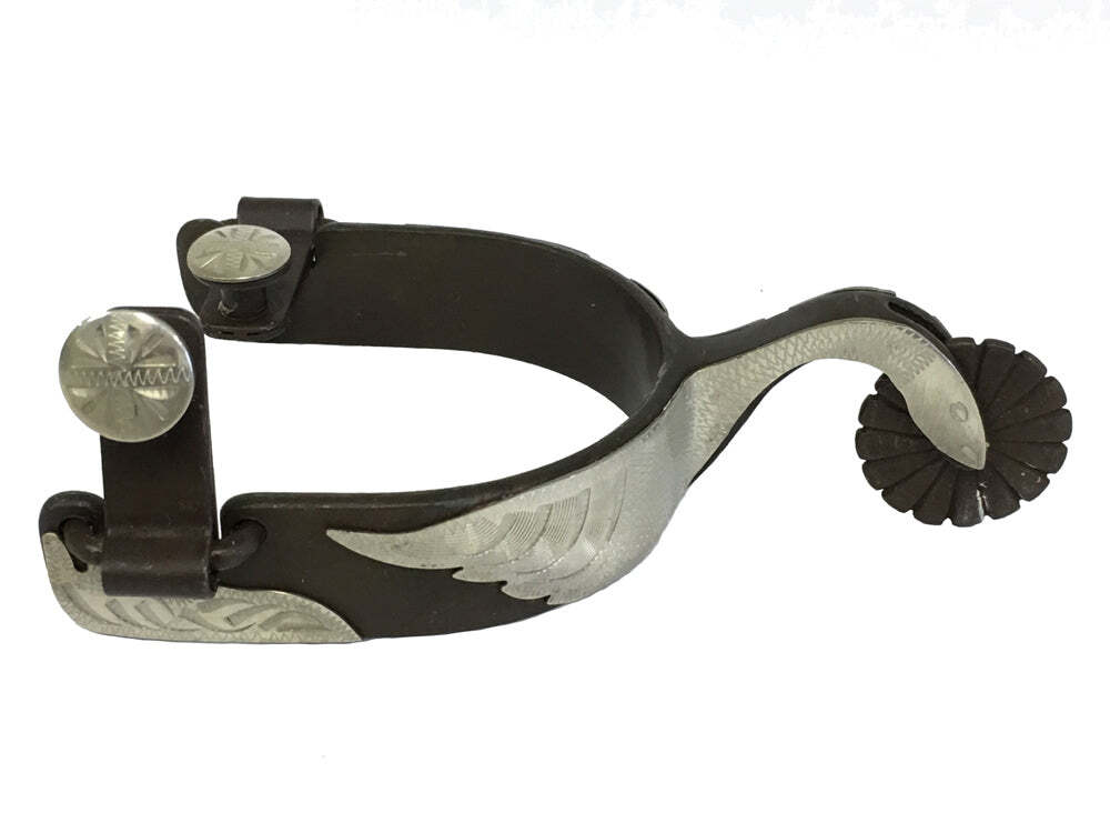 AJ Tack Mens Swan Shank Antique Brown Spurs