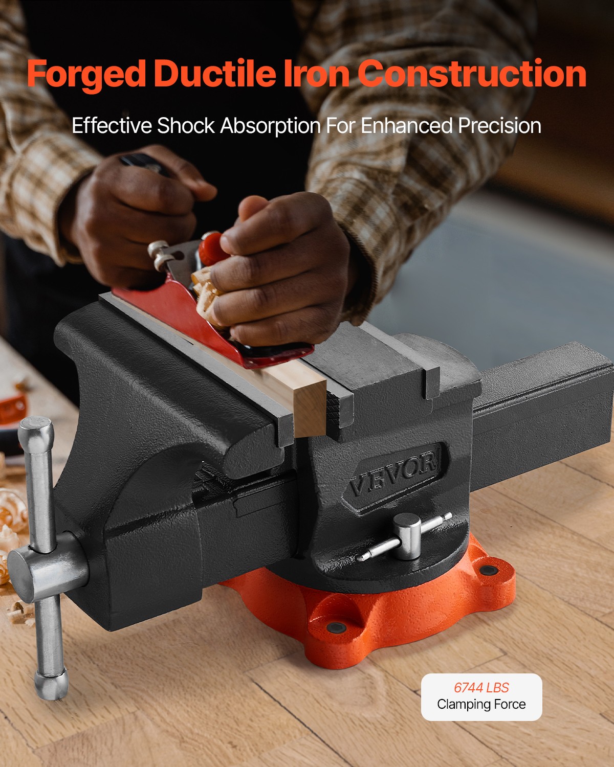 VEVOR 8" Bench Vise Multipurpose Heavy Duty Ductile Iron Swivel Locking Base