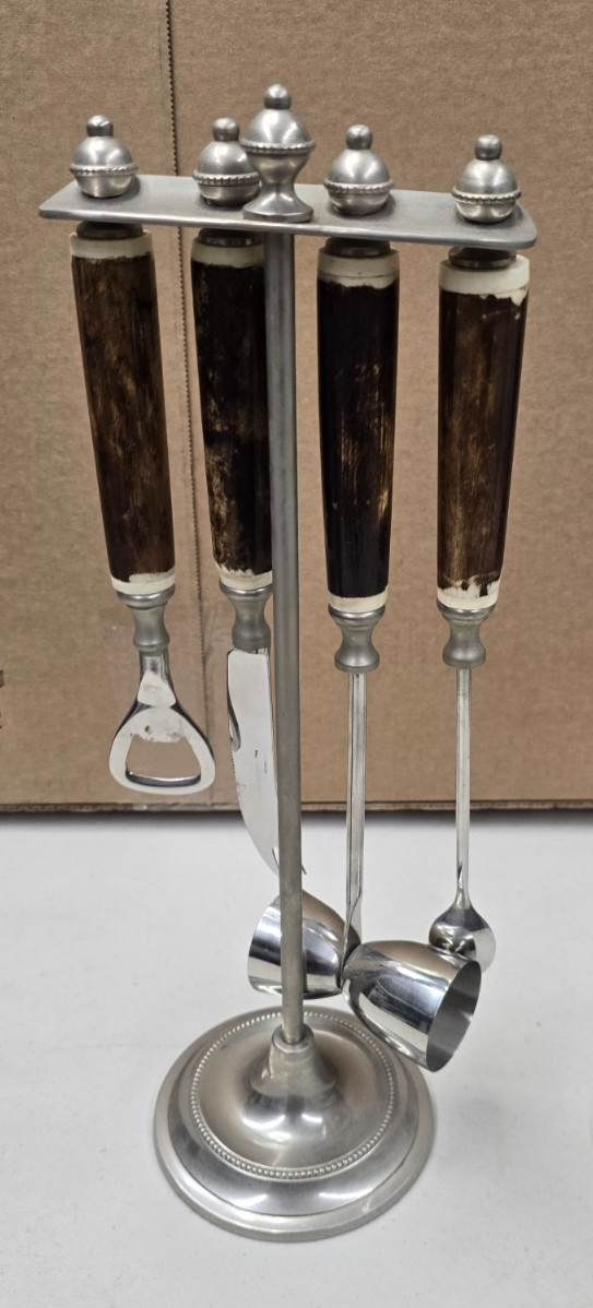 Pottery Barn Bar Tool Set Stand Tabletop 4 Tools + 14.5" Stand!