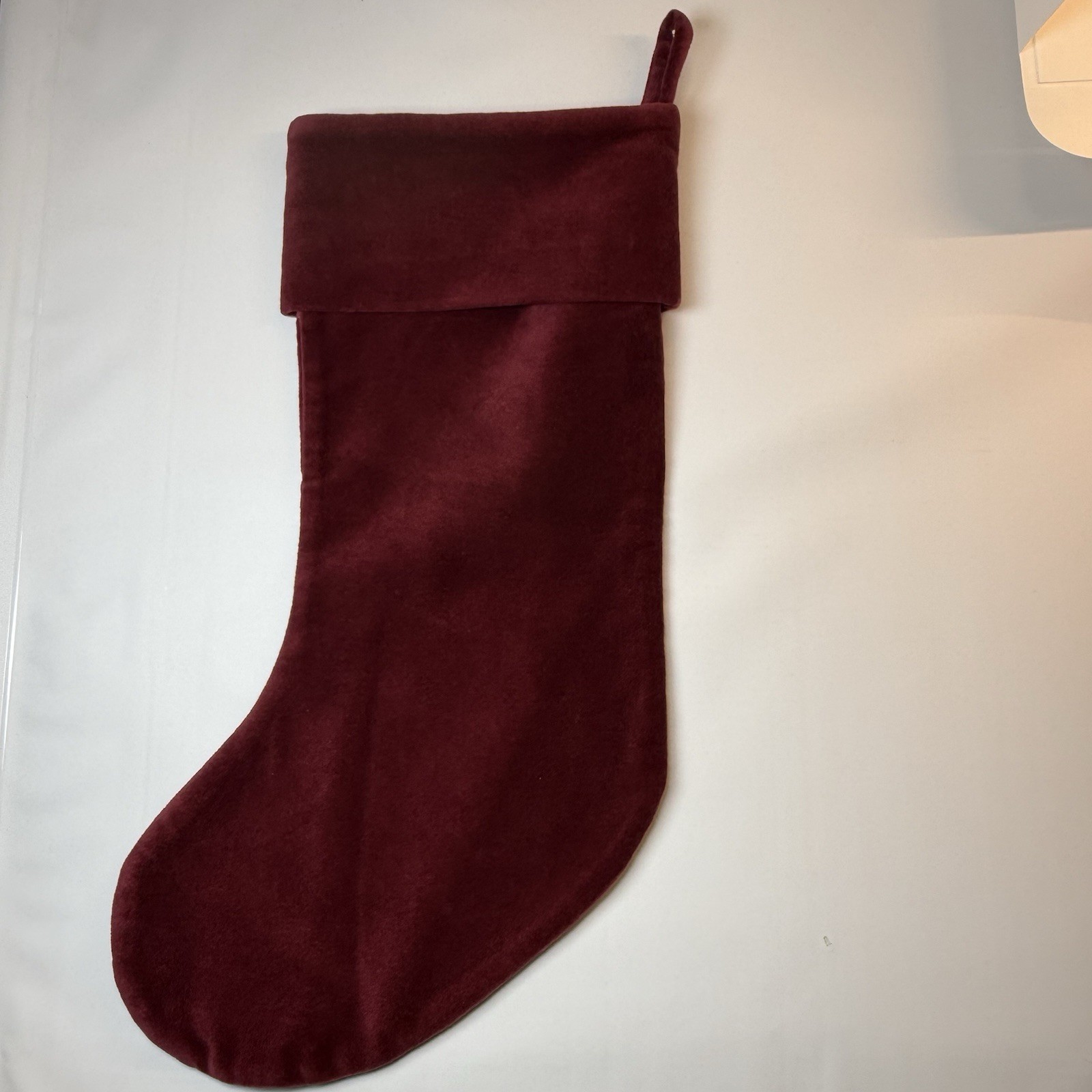 Lands End Burgundy Christmas Stocking Snowflakes Velvet Embroidered Name KRIS