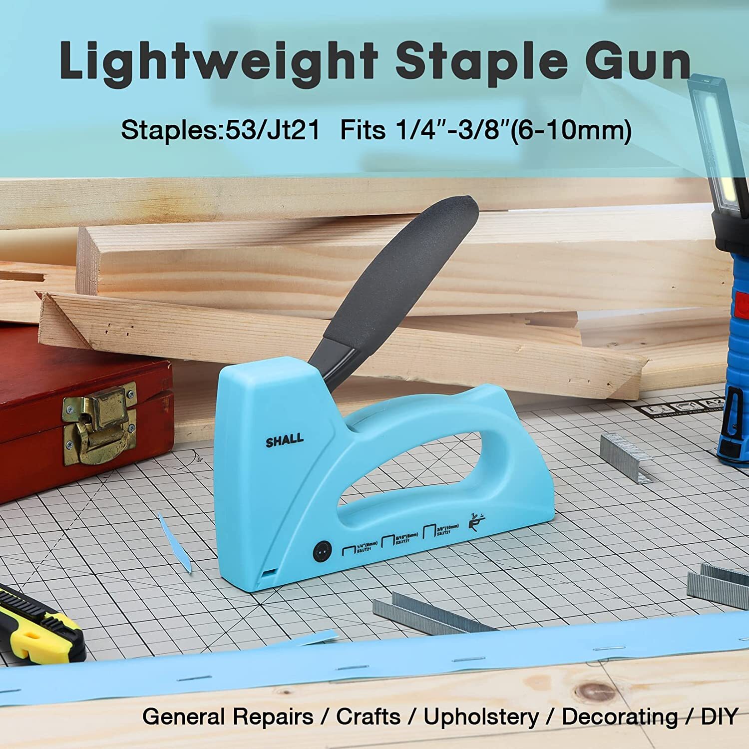 SHALL Light Duty Staple Gun -Upholstery Staple Gun with 1600pcs Staples