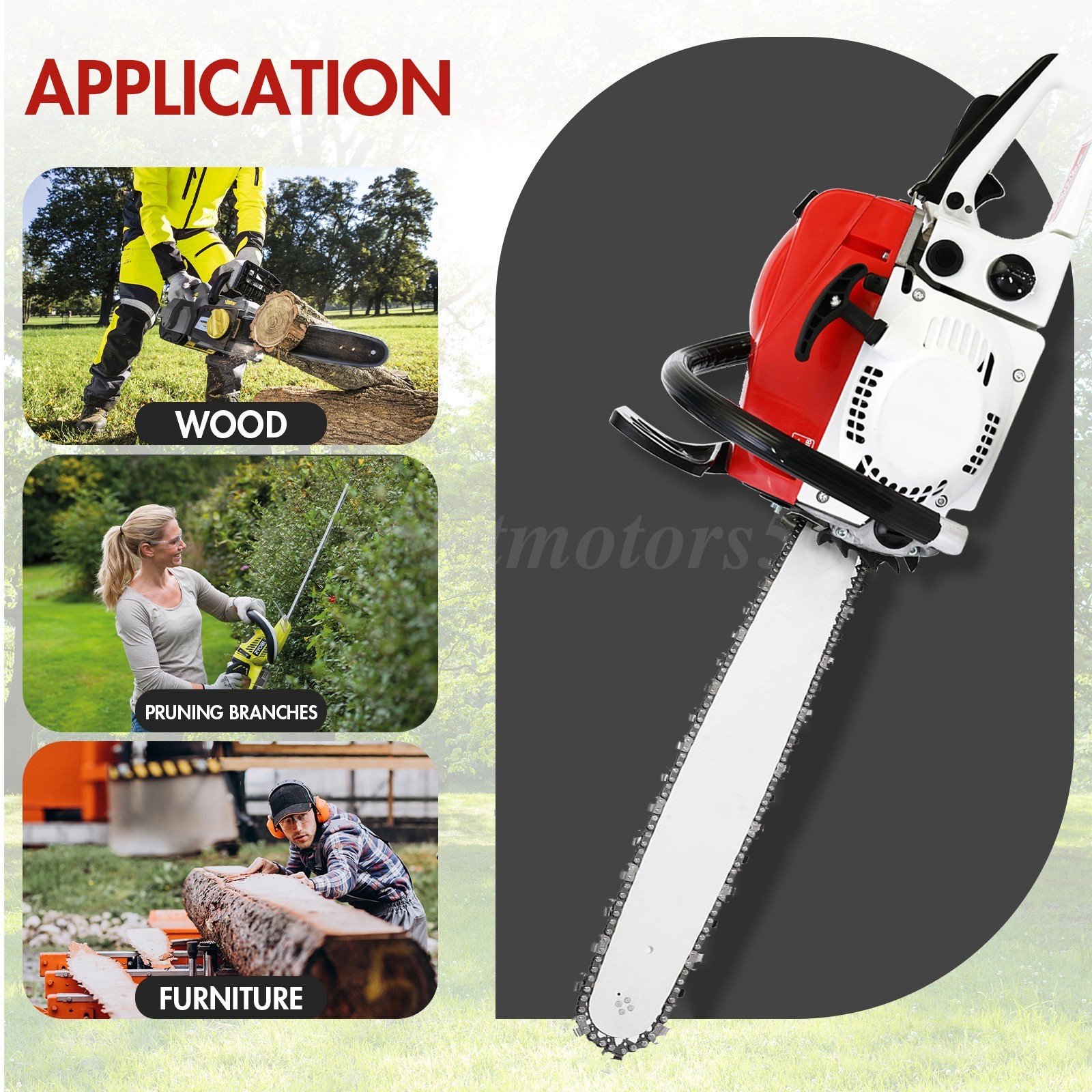 2-Stroke Gasoline Chainsaw 52 CC 20" Bar Power Engine Wood Cutting Gas Chain Saw