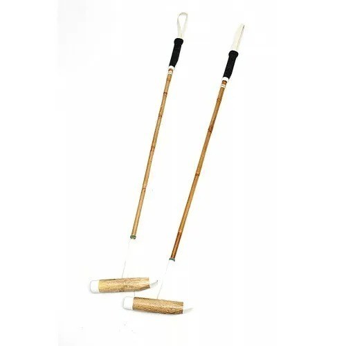 2 Polo Sticks 52"  Mallet Handmade Durable Root Cane Wood Head Skene Vintage
