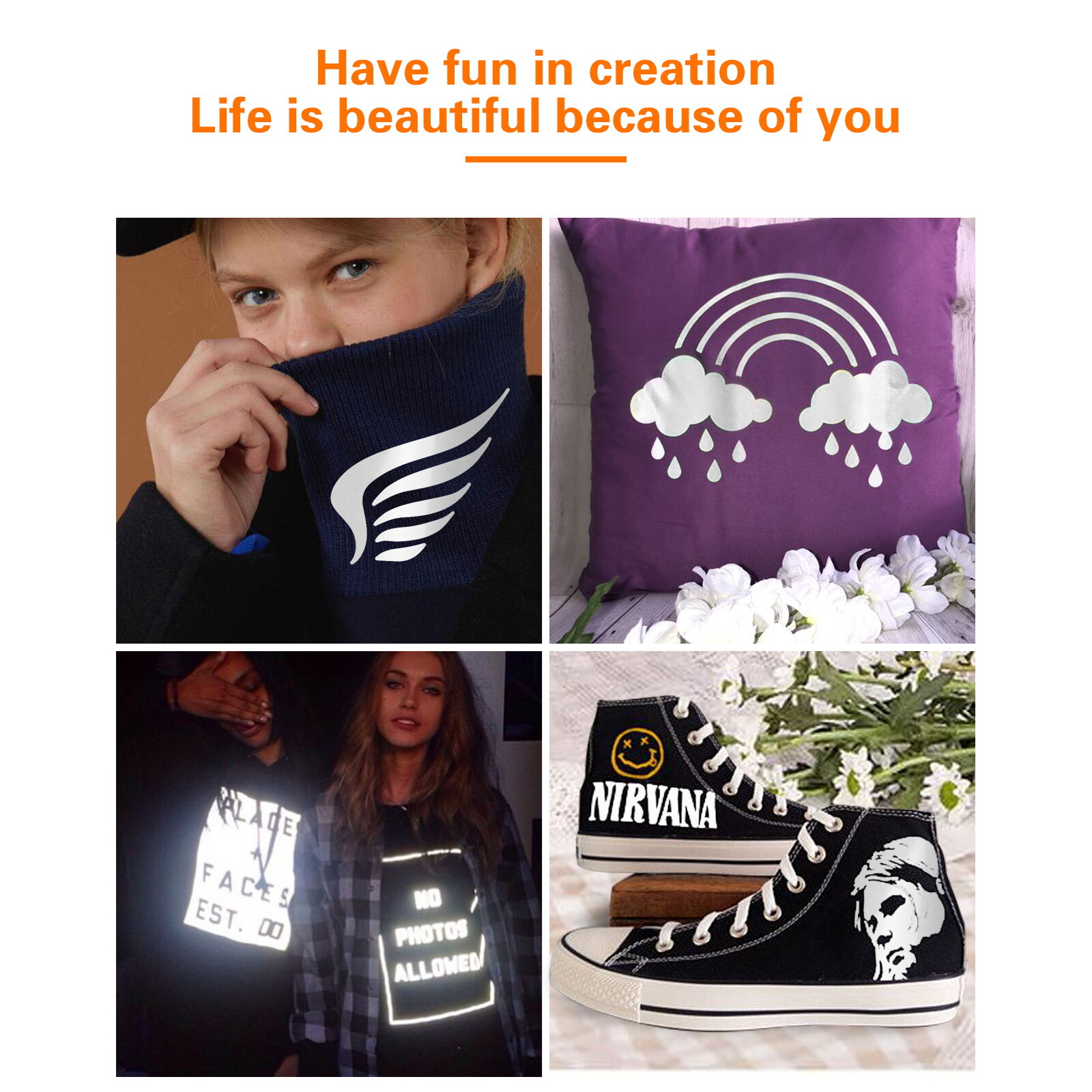 Grey Reflective Heat Transfer Vinyl HTV Iron 12" x 10FT for Cricut