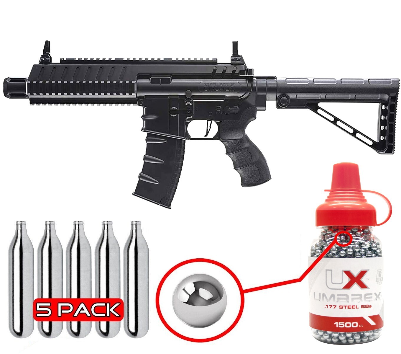 Umarex Steel Strike .177 Cal Air Gun Rifle w/ BB Jug & CO2 Bundle (2252120)