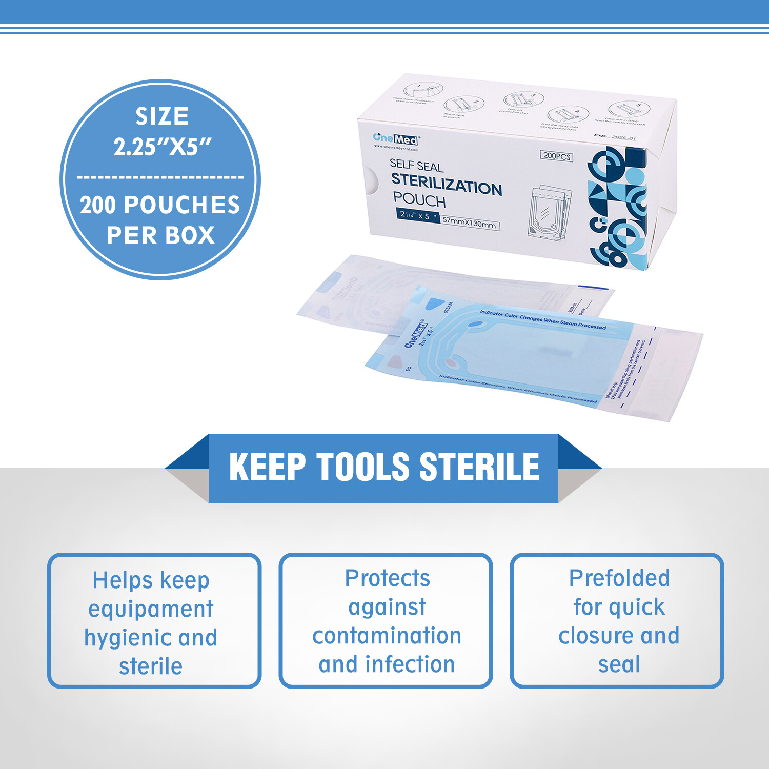 OneMed Dental Self Seal Sterilization Pouches Pouch Autoclave, Sterilizer Bags