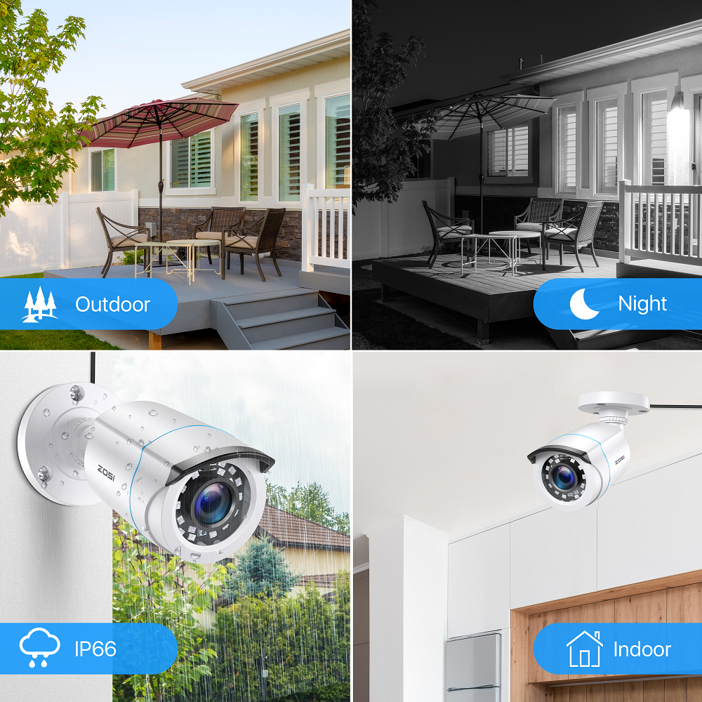 ZOSI H.265+8CH 5MP Lite DVR Security Camera System 1080P Home IR Night CCTV IP66