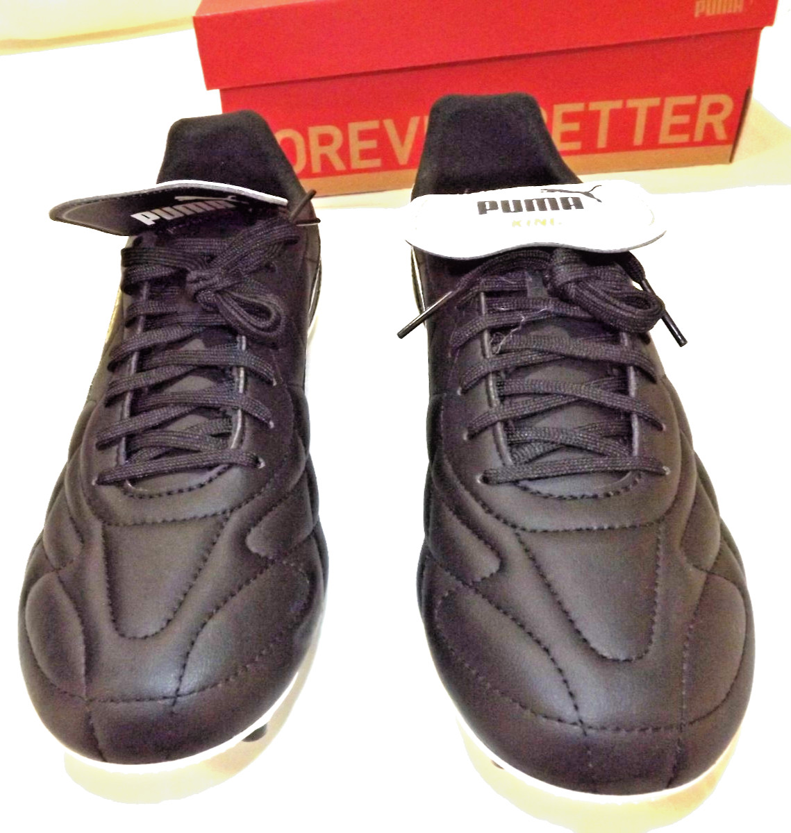 Puma King Top Black White Gold Men Soccer Cleats Shoes 107348-01 Sz 9.5