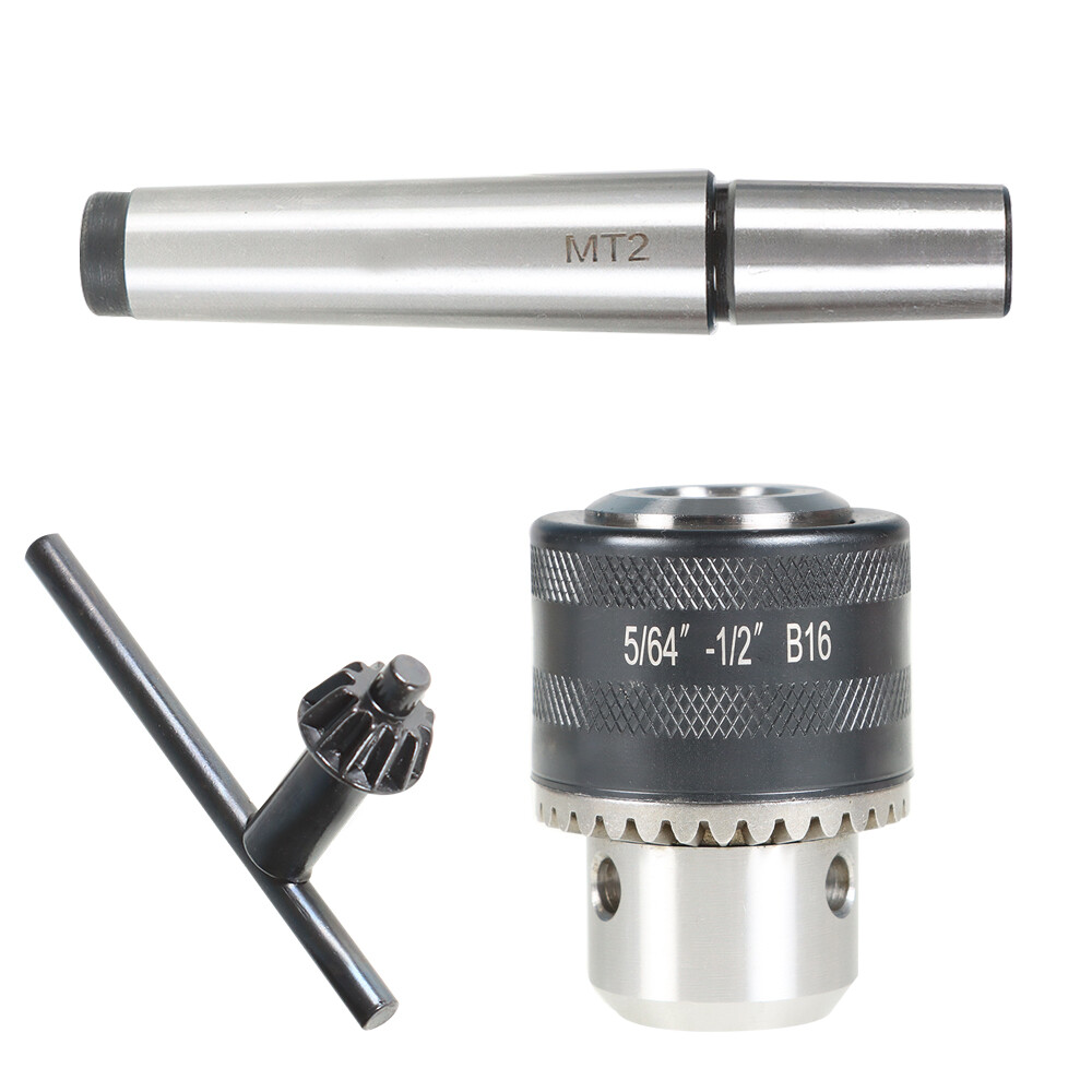 5/64'' to 1/2'' Drill Chuck Tool With MT2 Morse Taper Arbor and Key For Lathe