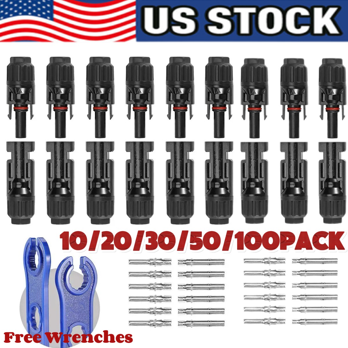 10-100Set  Male Female Wire Cable Connector Set Solar Panel Waterproof Connector