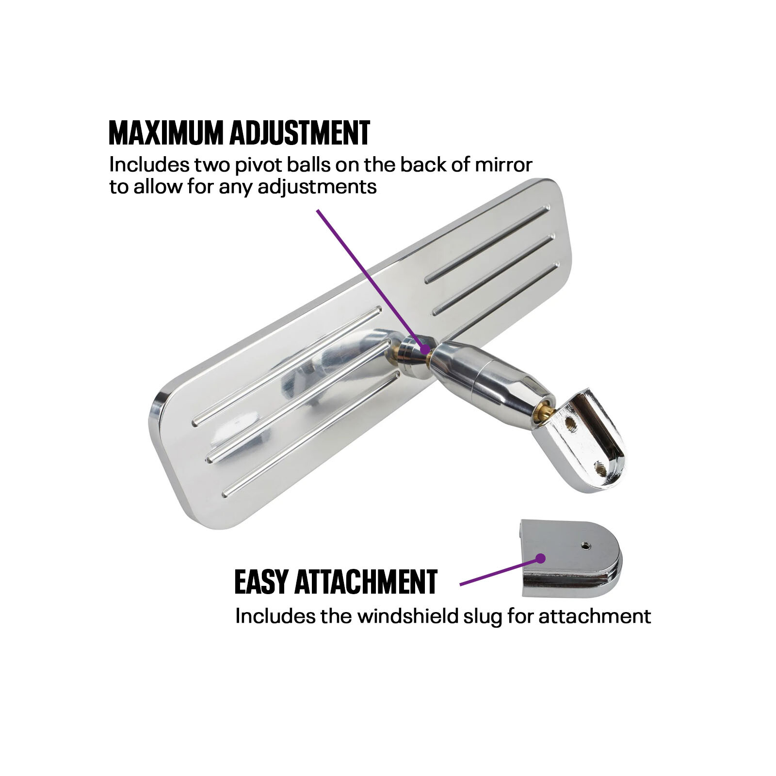 Speedway Motors Ball Milled Billet Aluminum Interior Rear View Mirror & Glue