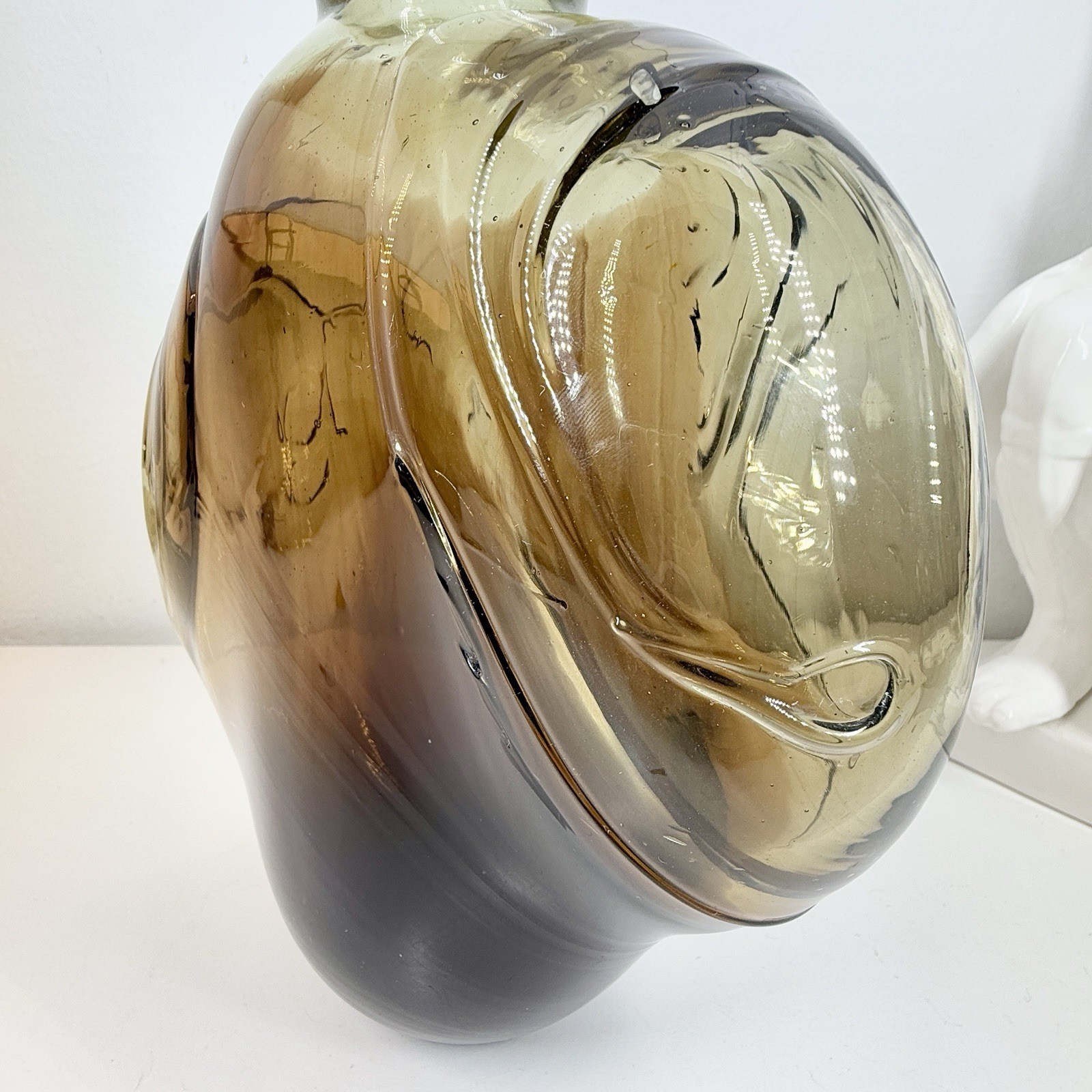 KENT IPSEN Glass VASE Brutalist MCM 1969 Abstract Sculpture Eames Era