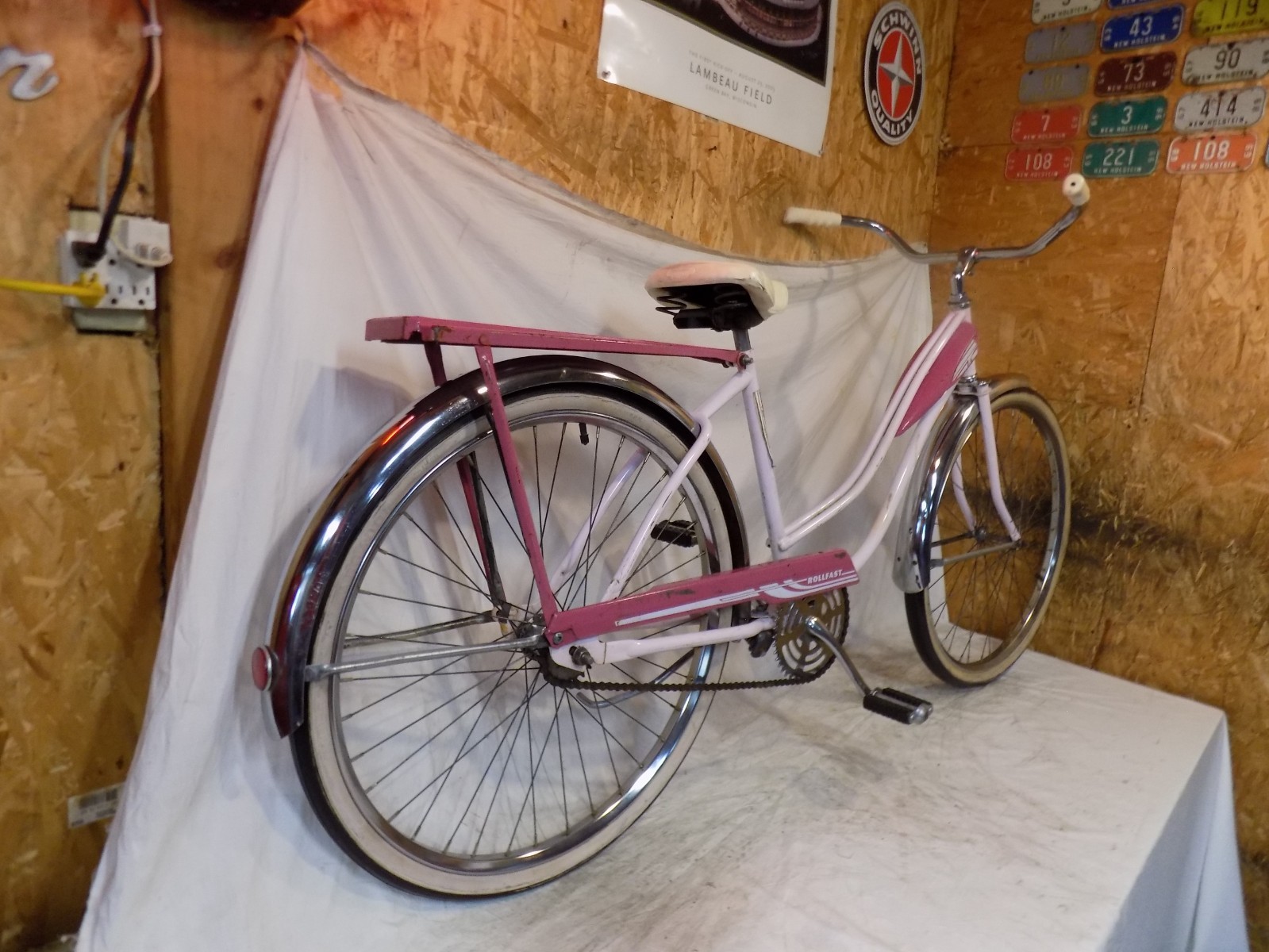 1960s ROLLFAST PINK LADIES TANK BIKE JC HIGGINS MURRAY JET RACK VINTAGE CUTE!