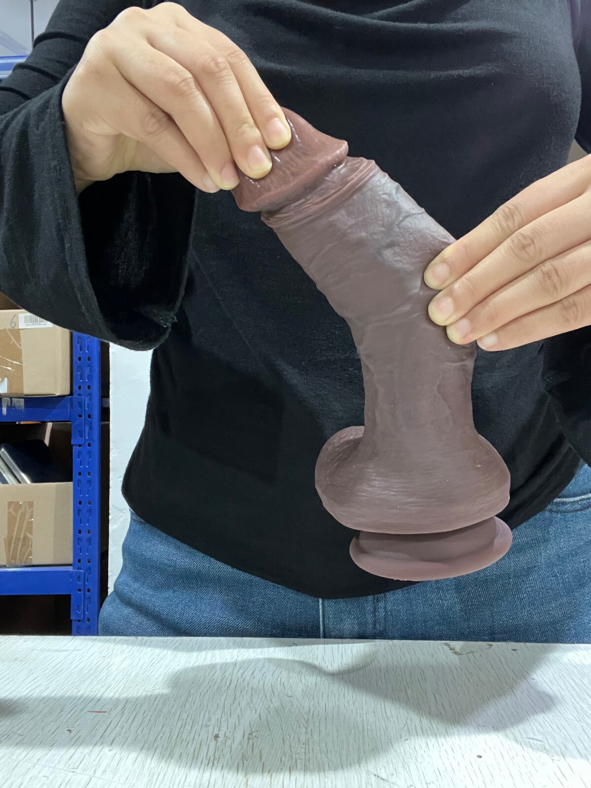 Chocolate Cock 8 Inch Realistic Dildo Black BBC Dong Big Fat Thick Girth Sex Toy