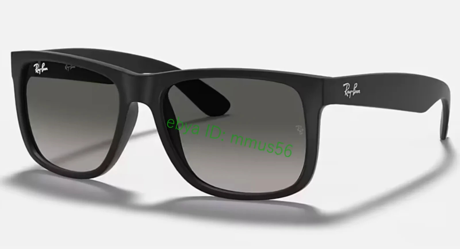 Ray-Ban JUSTIN RB4165 601/8G Sunglasses Dark Grey Matte Rubber Black 54mm