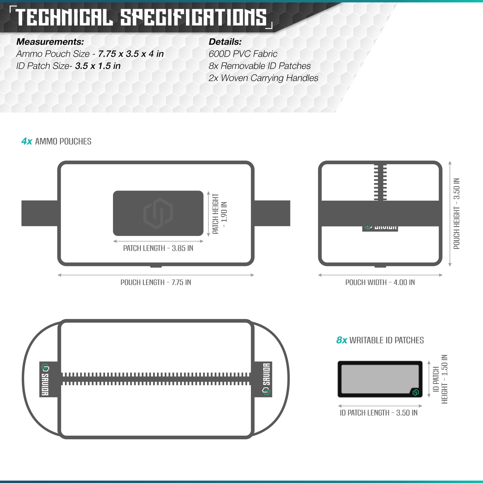 [4-PACK] Savior Loose Sacs Tactical Pistol Rifle Ammo Pouch Bag Holder Carrier