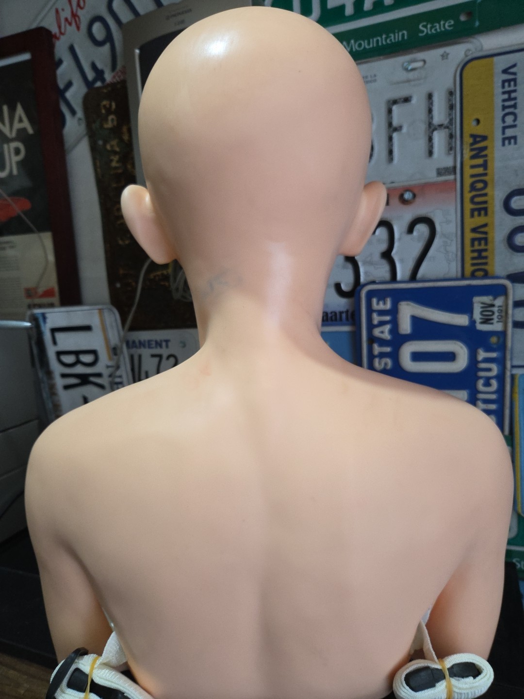 Pivot Point Mannequin Head Bald w Eyelashes Massage and Facial Practice Tool