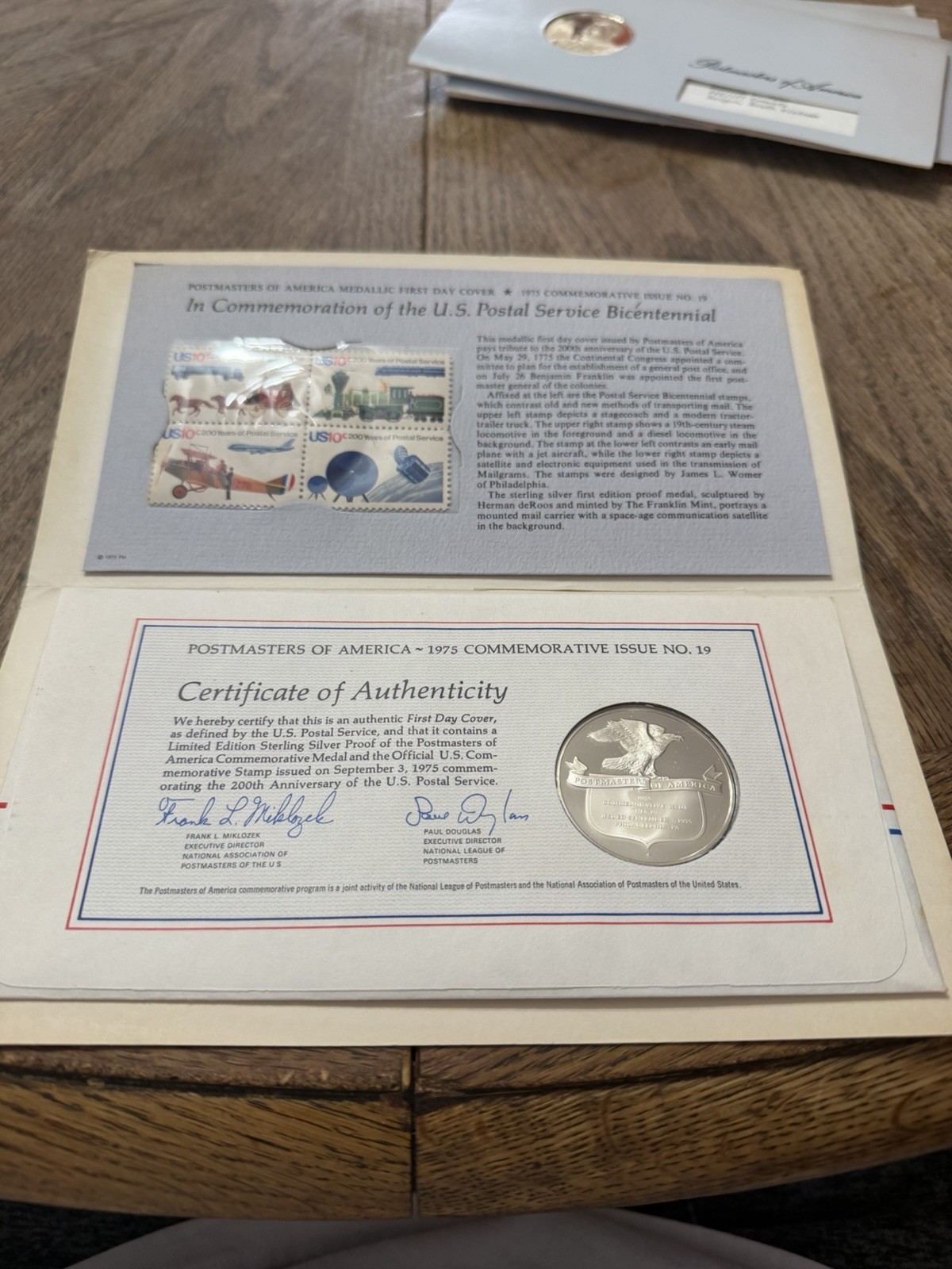 (5) postmasters of america medallic first day covers.