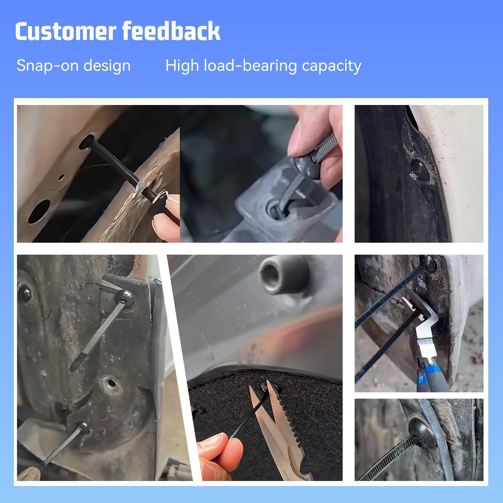 100PCS Nylon Cable Tie Buckle Self Locking Car Body Fastener Clips