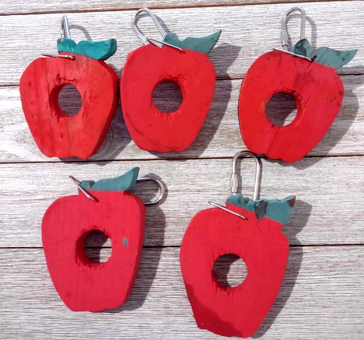 5-Hanging Wooden Red Apple Pet Chew Toys Chinchilla Bird