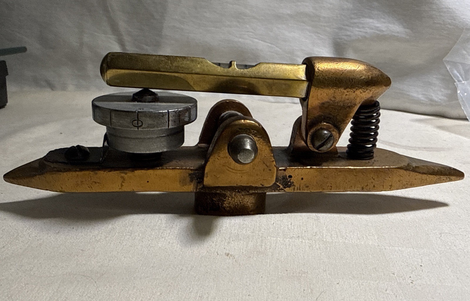 Polished Bronze Inclinometer w/ Micrometer Adjustment W a Starrett No. 135 Level