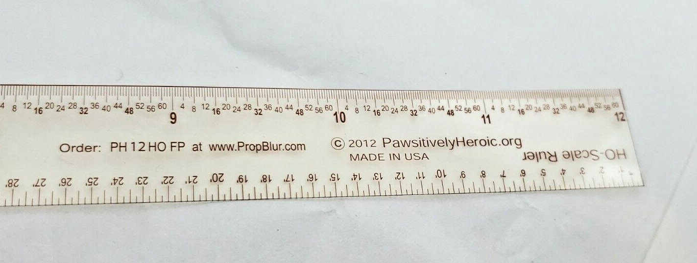 HO Ruler - Clear Accurate Flexible Polyester w/Sepia hatchmarks 12"L x 3/4"W USA