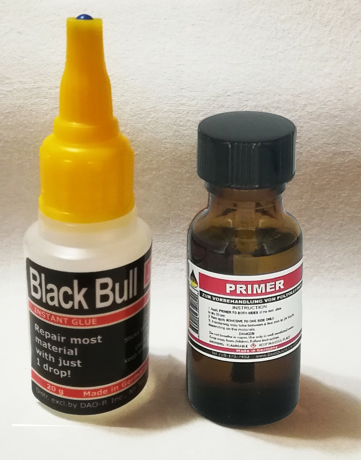 German Glue 20g+ PRIMER 15g Silicon polypropylene  polyethylene Convertible top