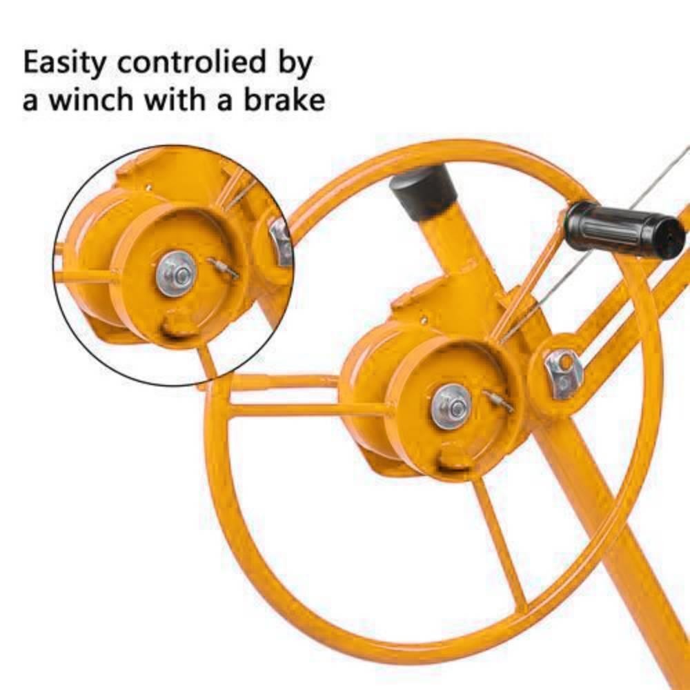 11FT Drywall Lift Plasterboard Panel Rolling Lifter with Lockable Wheels Yellow