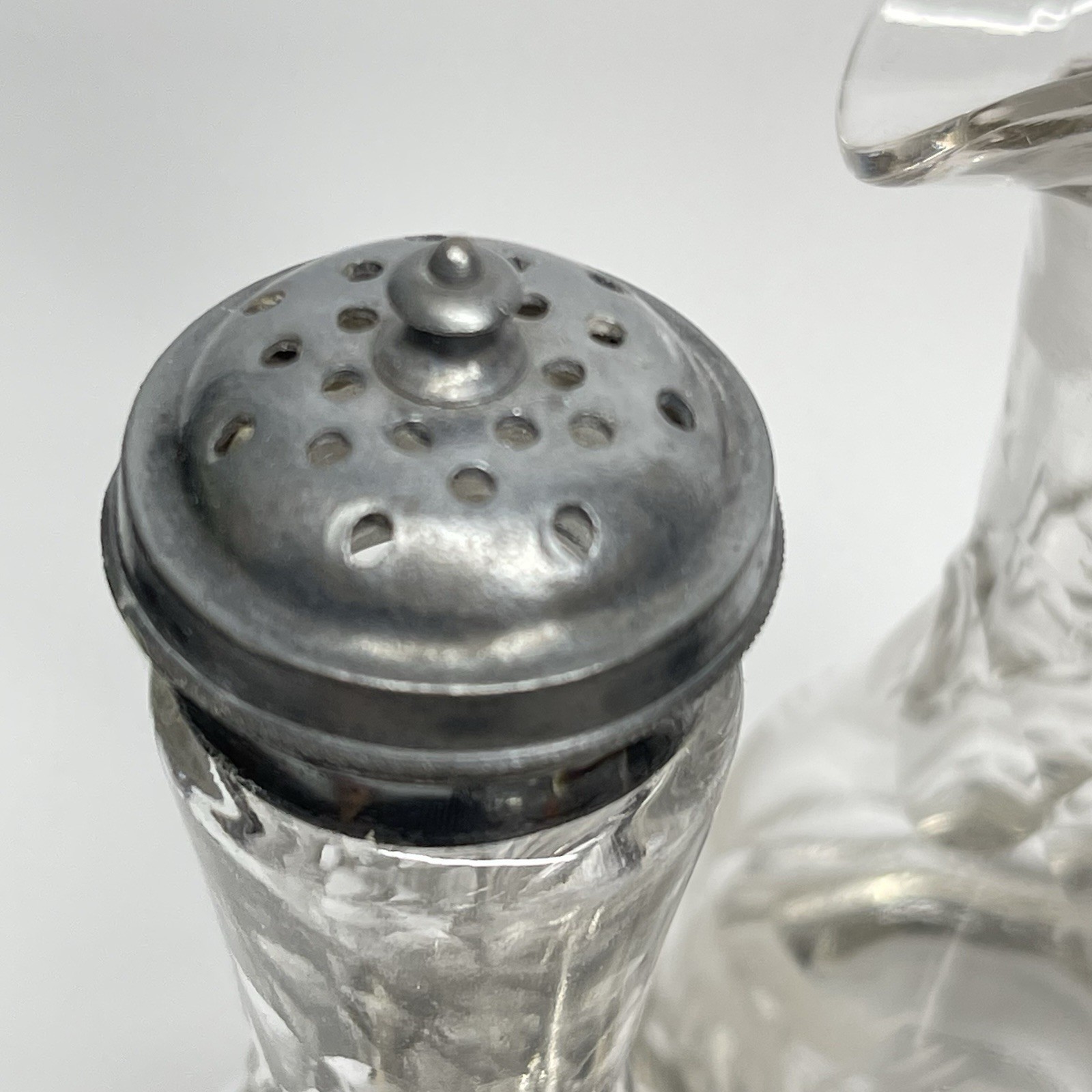 Antique 1800s Hall Elton Cruet Set Condiment Caddy Victorian Era Etched Glass