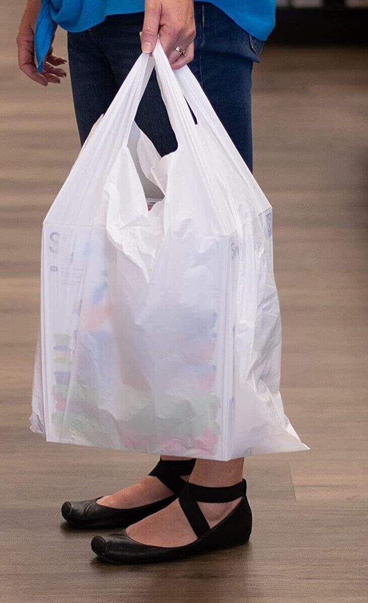 Bags Multi Purpose 17" x 8" X 29" Plastic White Jumbo T-Shirt Shopping Grocery