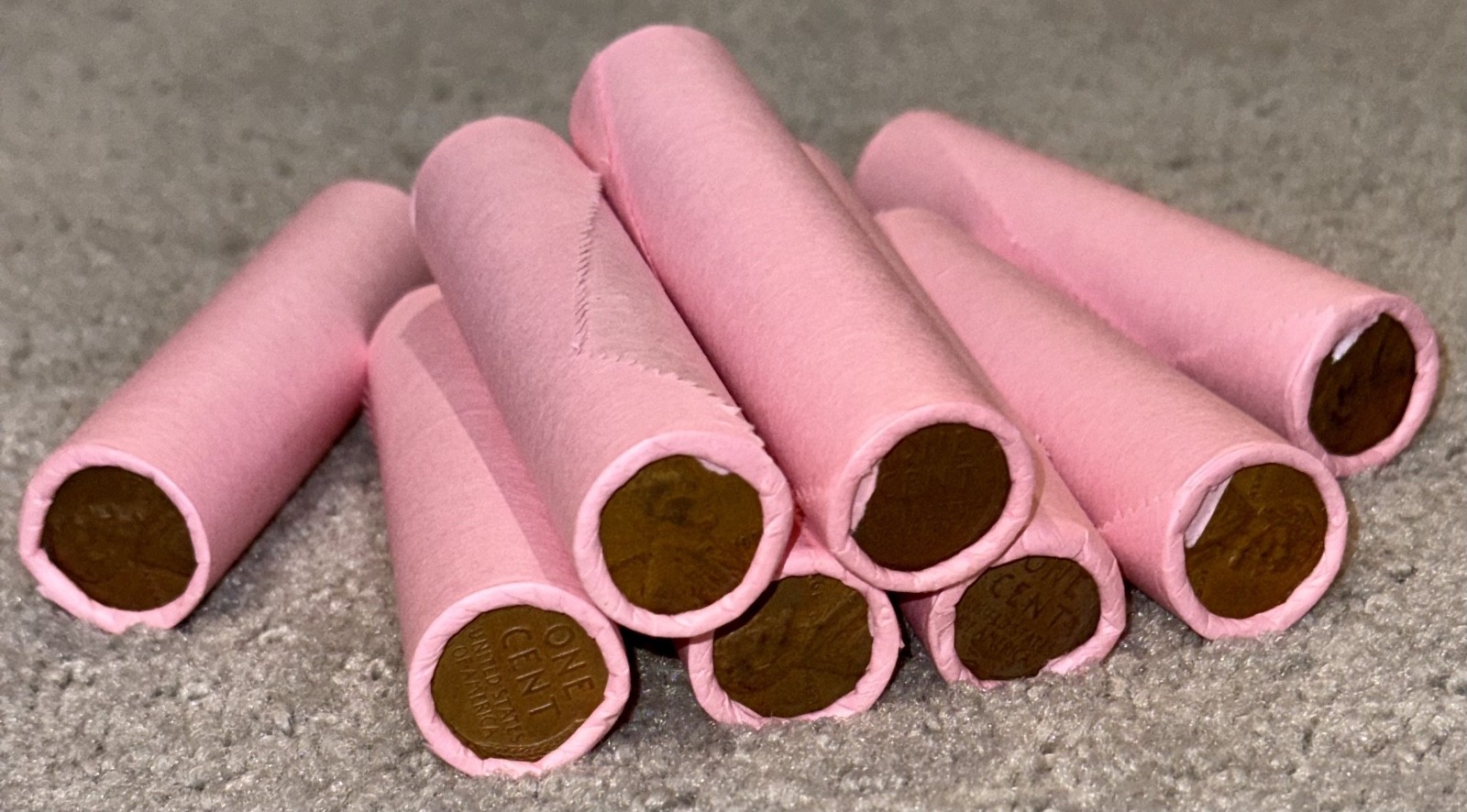 Pink wheat penny BU on end of unsearched circulated cents mixed dates mint marks