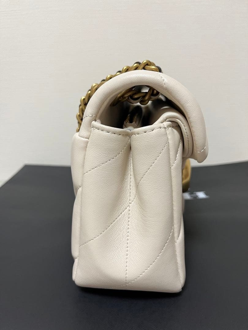 COACH CP150 Tabby 26 Quilted Shoulder Bag Leather White/Gold NWT