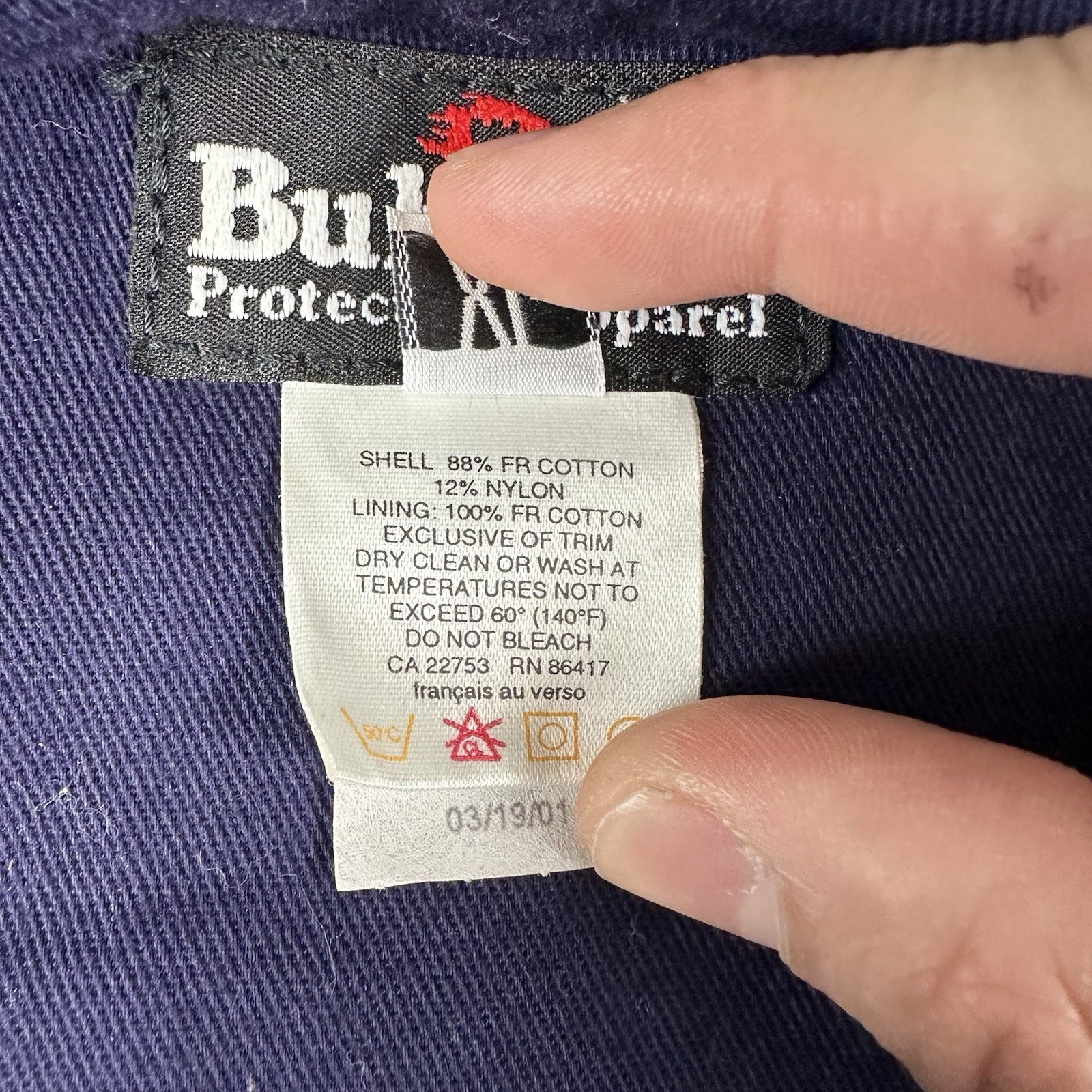 Bulwark FR Jacket Mens XL Blue Flame Resistant Workwear Snap Zip Hooded