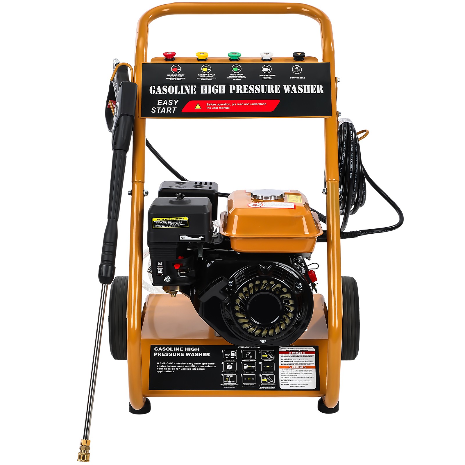 3950 PSI Gas Pressure Washer 5 Nozzles Gas Powered Washer 7HP 2.6 GPM 212cc