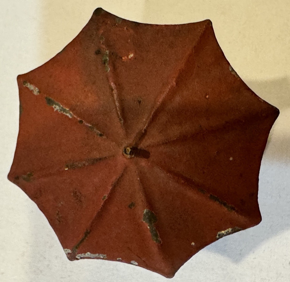 Antique Austrian Bronze Pair of Owls with Red Umbrella- Hand Painted 2in