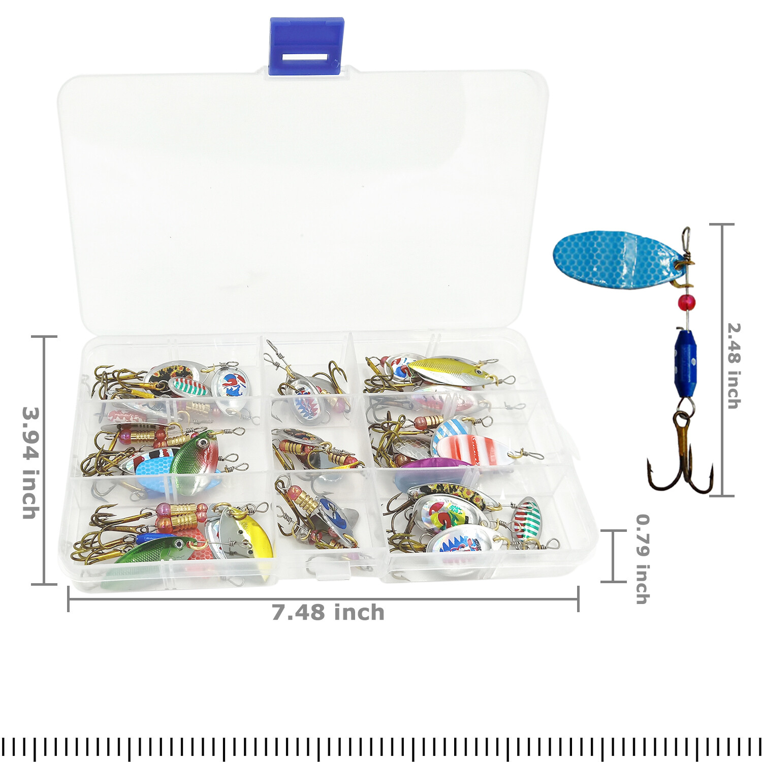 30 PCS Fishing Lures Metal Spinner Baits Bass Tackle Crankbait Trout Spoon Trout