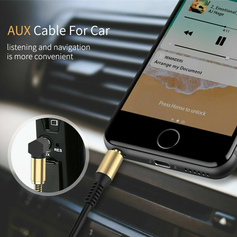 3.5mm Male to Male AUX Cable Cord L-Shaped Right Angle Car Audio Headphone Jack