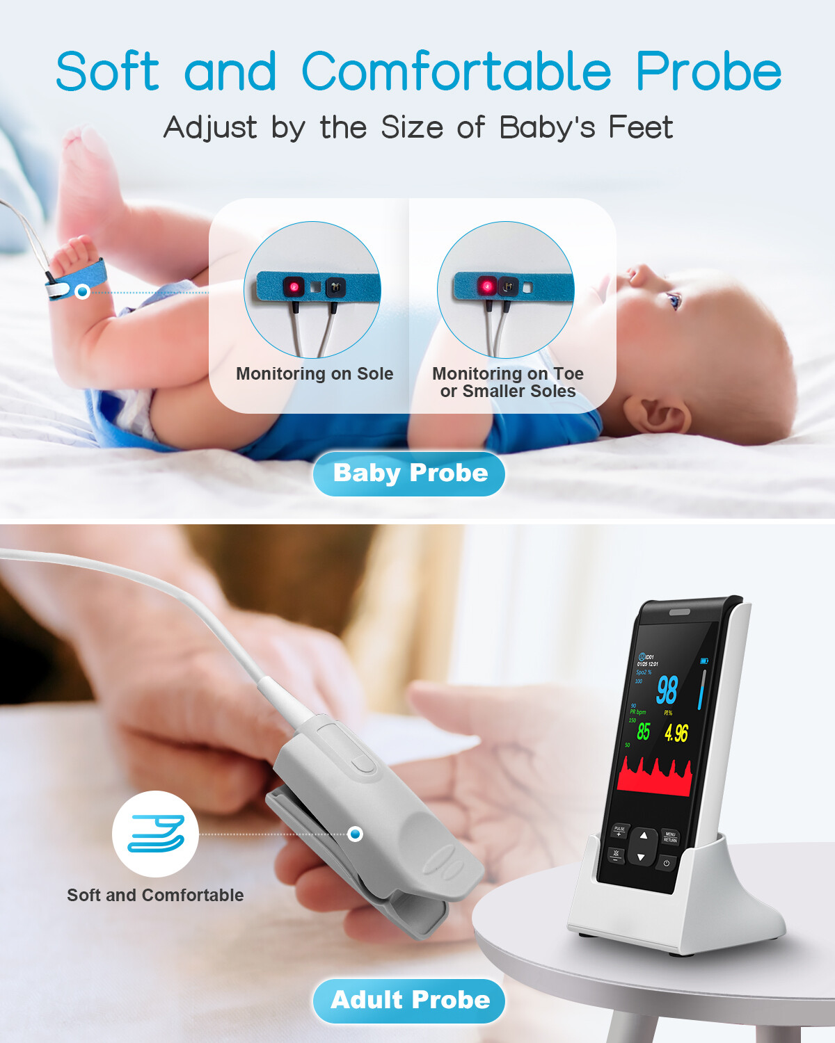 Pulse Oximeter Handheld Fingertip Blood Oxygen Monitor SpO2 Heart Rate Oximeters