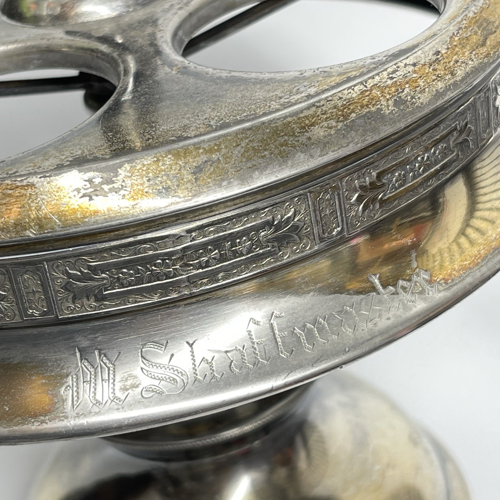 Antique 1800s Hall Elton Cruet Set Condiment Caddy Victorian Era Etched Glass