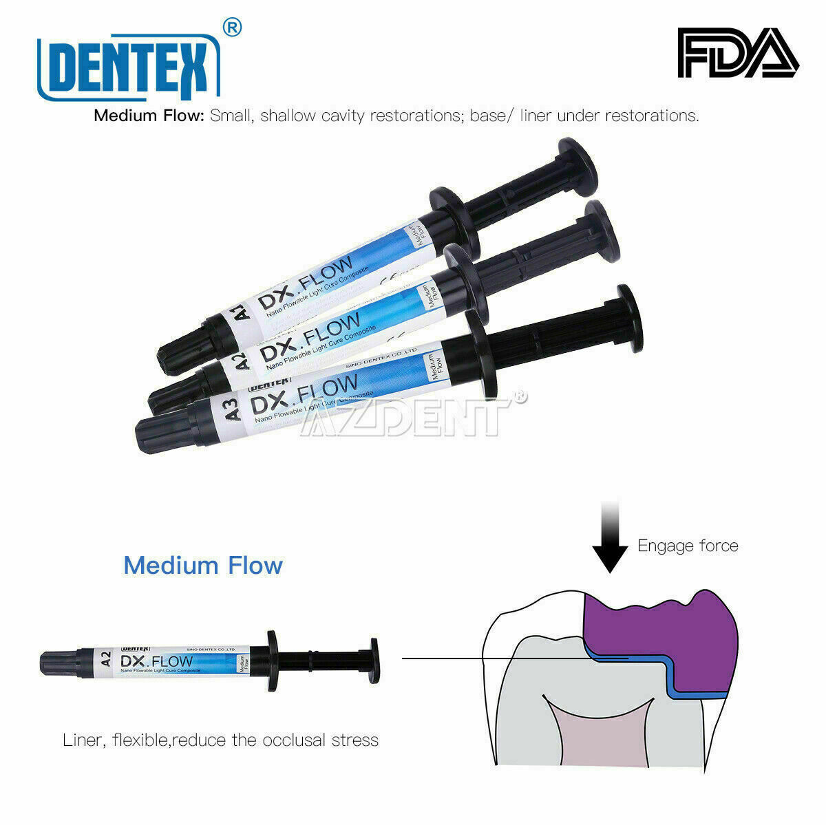 Resina compuesta fluida de fotopolimerización dental Medium Flow/Blue Temp Resin
