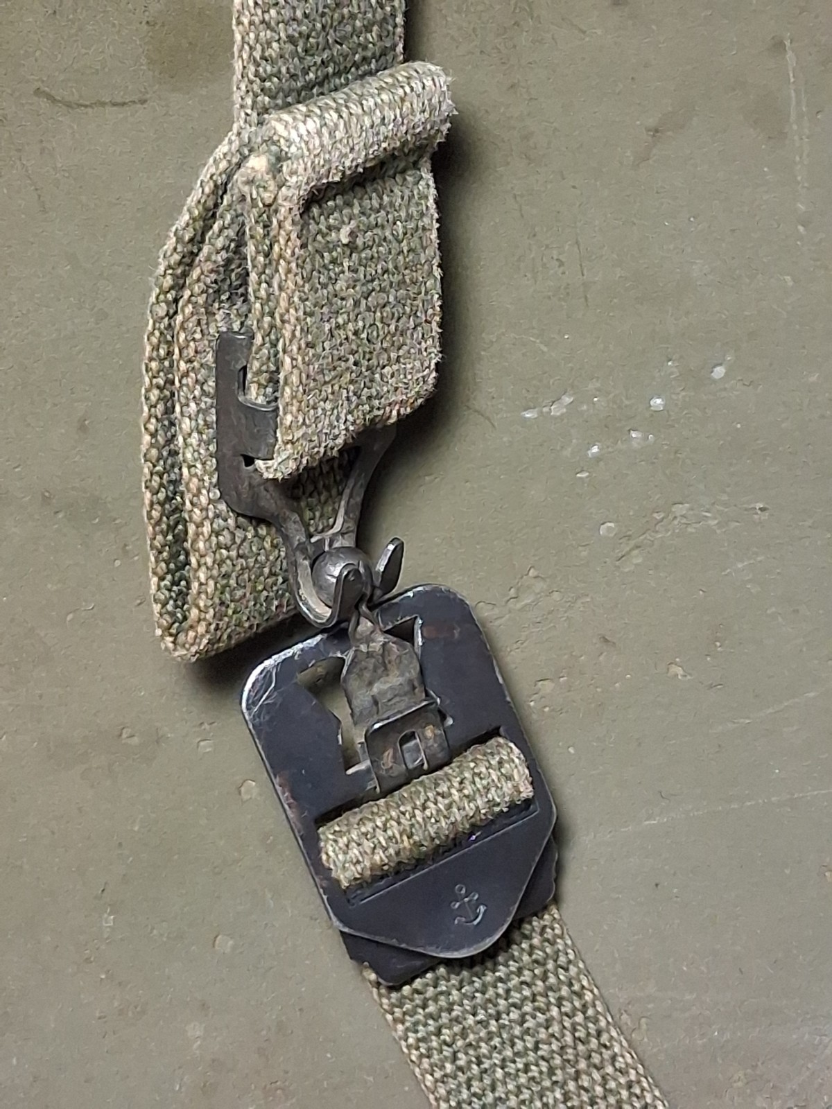 Original WW2 US M1 Helmet Late WWII Rear Seam Swivel Bale VG Post War Chin Strap