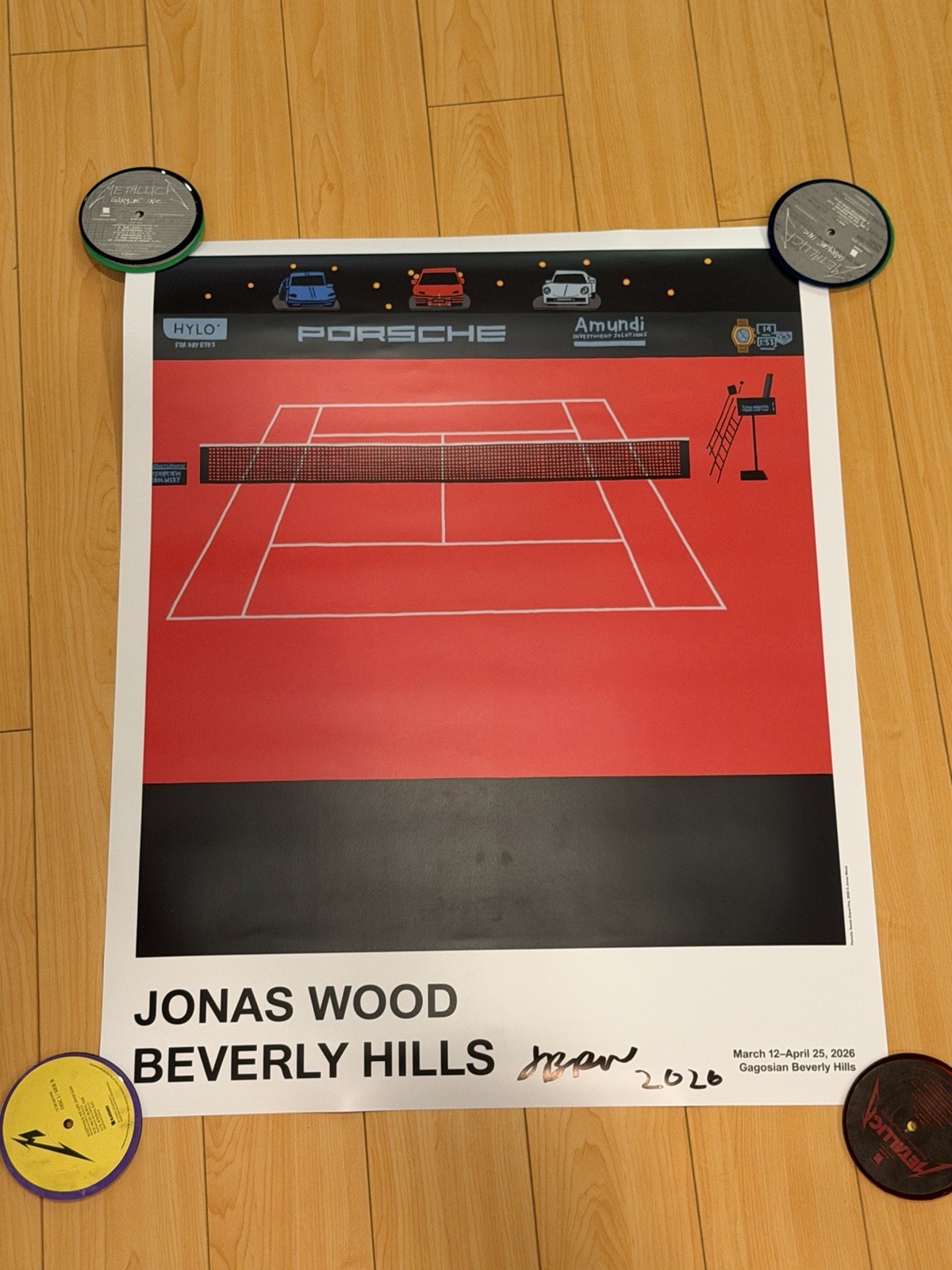 Jonas Wood Signed Poster-Porsche/Beverly Hills Tennis 2026-Autographed-PROOF