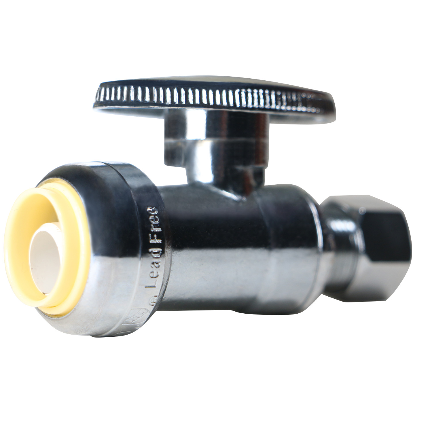 10 PCS. 1/2" PUSH FIT X 3/8" OD STRAIGHT STOP VALVE, 1/4 TURN