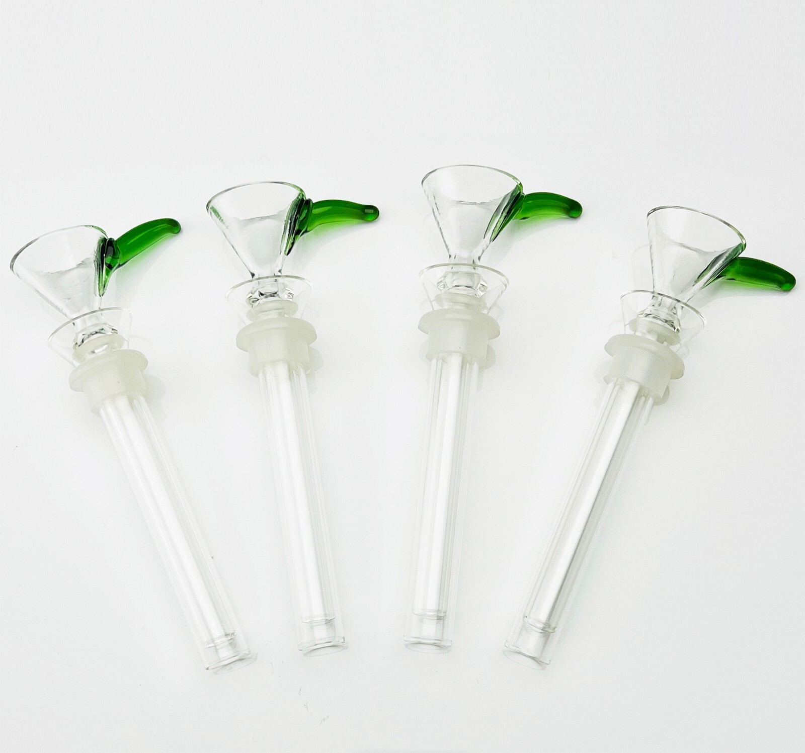 4 Pack 4" Glass Bong Replacement Slide Glass Bowl Hookah Adapters Stem Set 14mm
