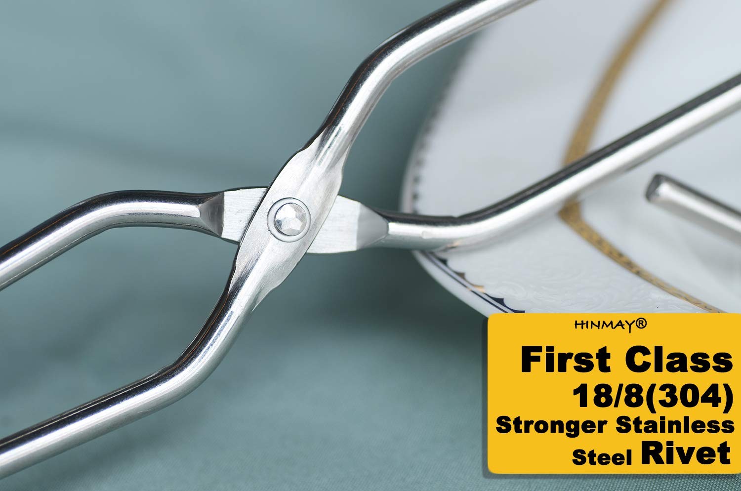 Stainless Steel Kitchen Scissor Tongs Set, 2-Piece (10/13 Inch) for Cooking, Gri