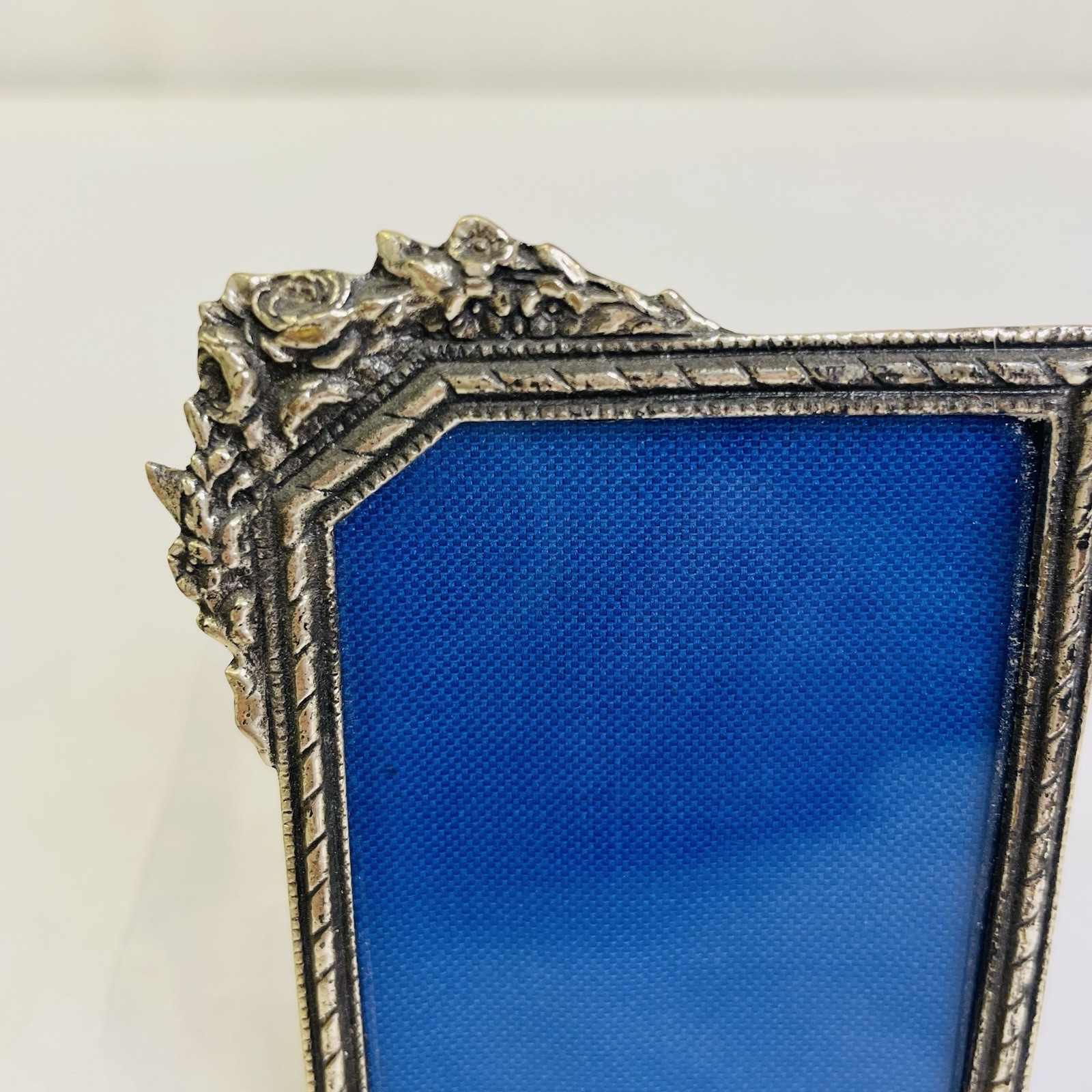 Antique German 800 Silver Small Picture Frame Reeded Edge with Floral Detail