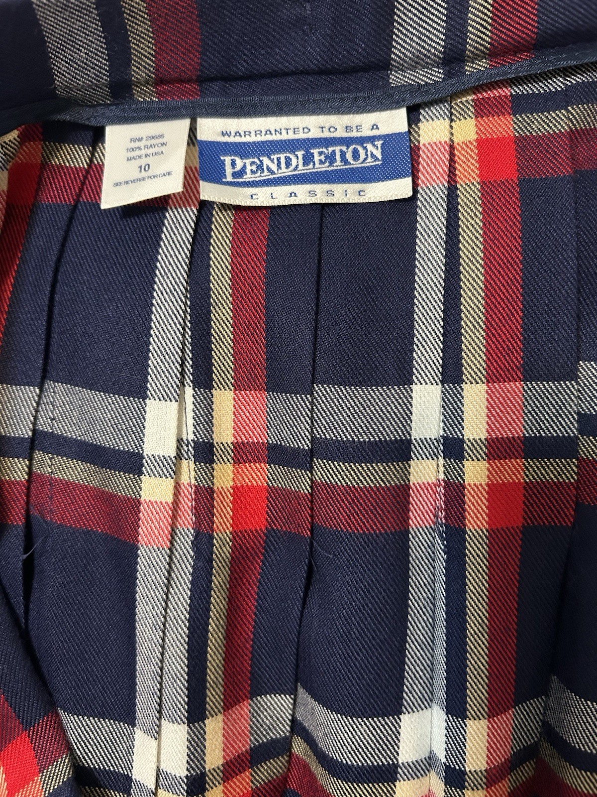 Vtg Pendleton Plaid Pleated Skirt Womens 10 USA Schoolgirl Preppy Classic