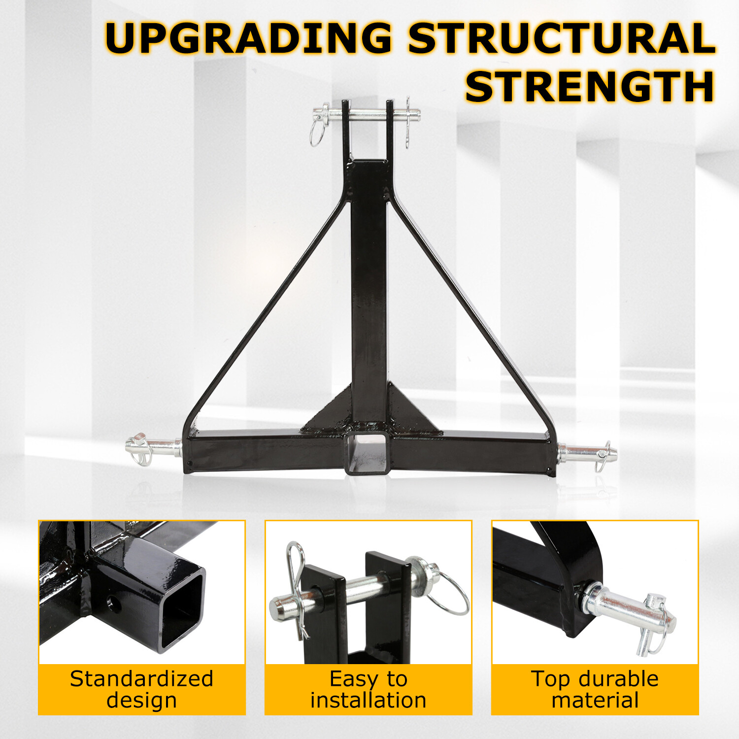 3 Point 2" Hitch Receiver Trailer Category 1 Tractor Tow Drawbar Adapter Steel