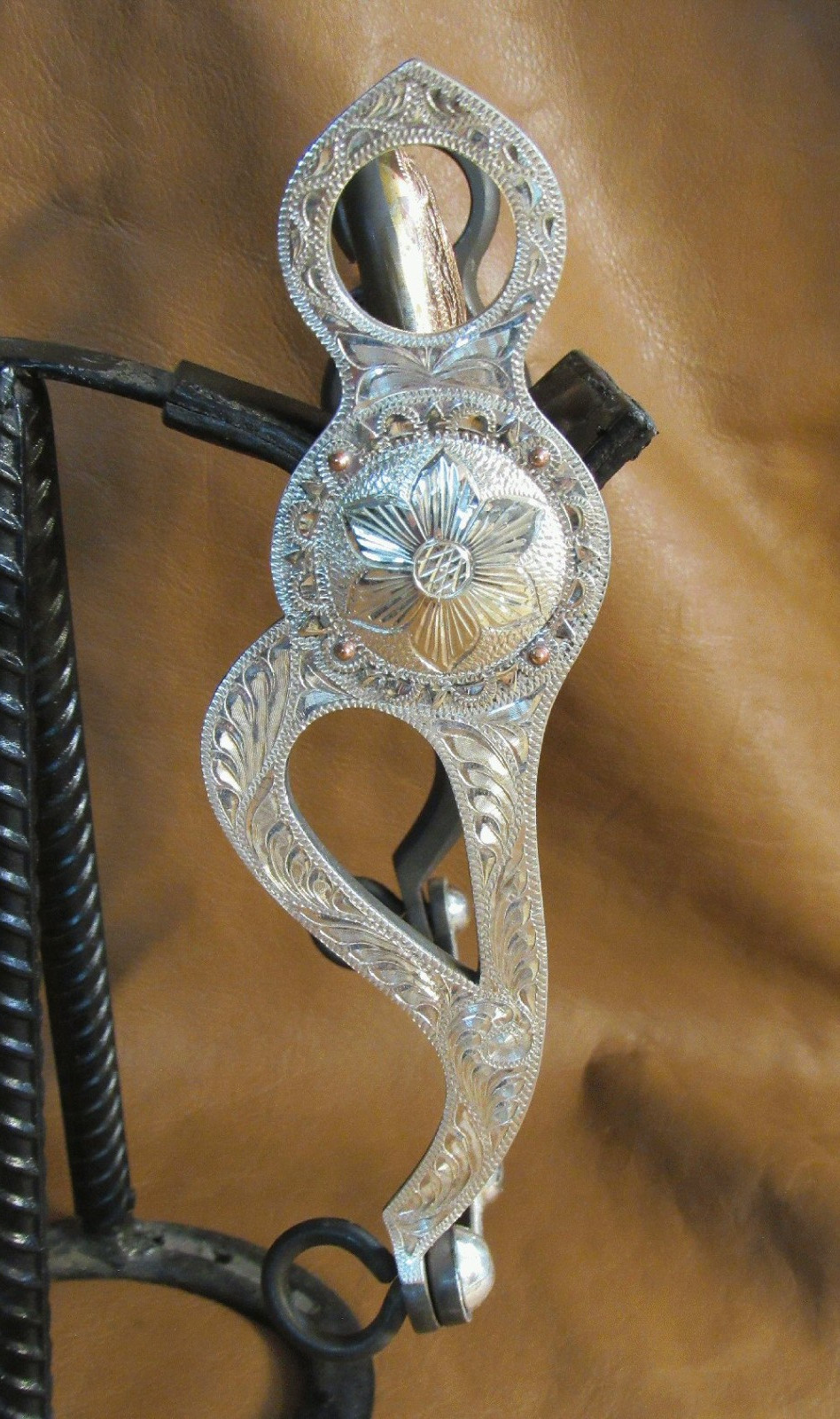 E Garcia Concho Overlay Mona Lisa Silver Bit Brown Finish