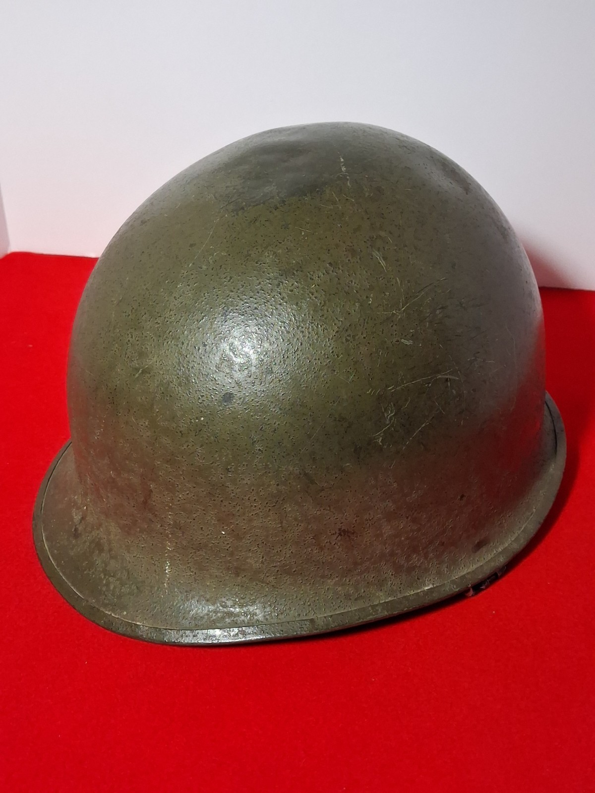 Original WW2 US M1 Helmet Late WWII Rear Seam Swivel Bale VG Post War Chin Strap